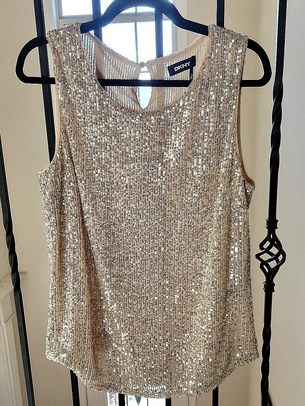 DKNY Sequin Tank Top in Gold